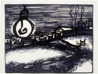 Landscape with Electric Light and a Cat