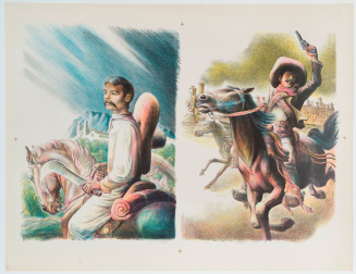 Emiliano Zapata (left) and Pancho Villa (right), two illustrations for The Mexican Story