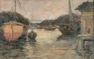 Barges and Boats Near Shore