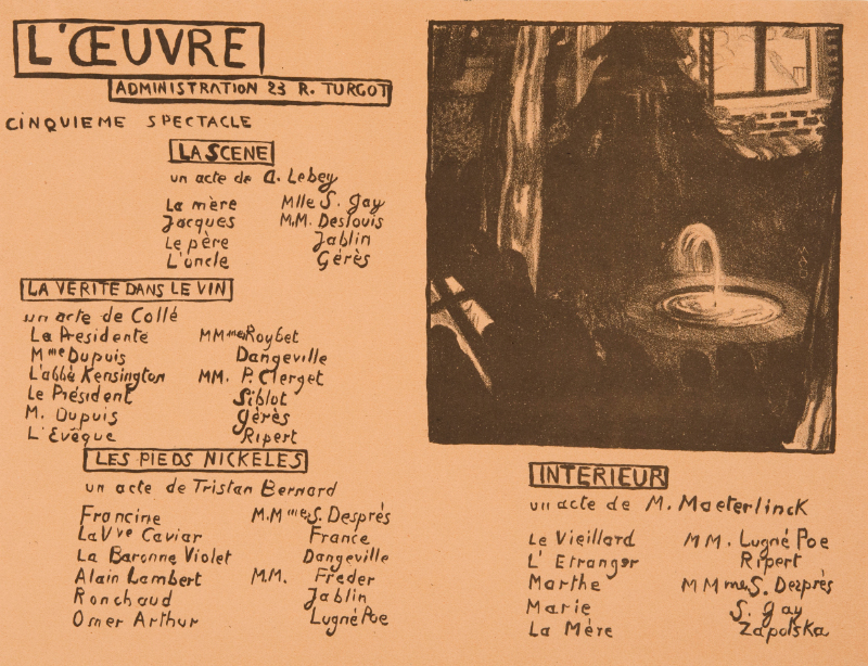 Program for Four One-Act Plays - Théâtre de l'Oeuvre