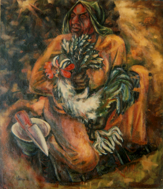 Woman with Rooster