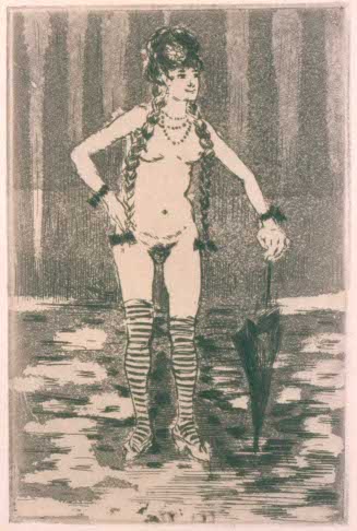 Rejected frontispiece for the novel Martha by J.K. Huysmans (Nude in Striped Stockings)