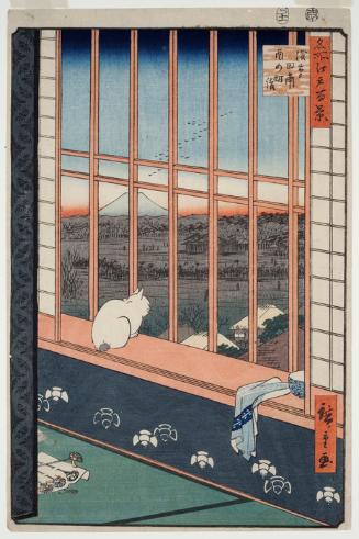 Asakusa Ricefields and Torinomachi Festival (Asakusa tanbo Torinomachi mode), from the series One Hundred Famous Views of Edo (Meisho Edo hyakkei)