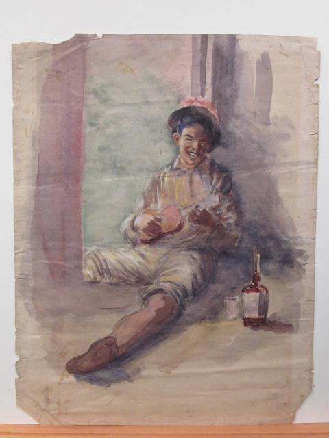 Ukelele Player with Bottle