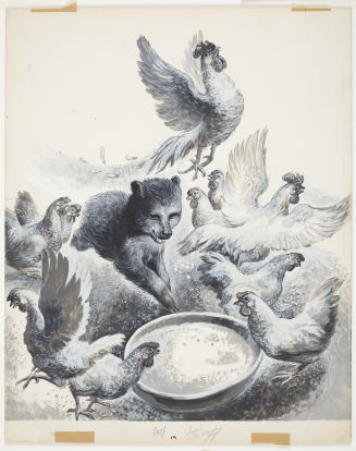 "He liked the mash meant for the chickens," Illustration design for The Biggest Bear