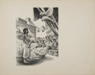 Flower Girl in an Aztec Market, illustration for The Mexican Story
