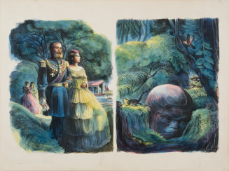 Emperor Maximilian and Carlotta (left) and Peace on the Land (right), two illustrations for The Mexican Story
