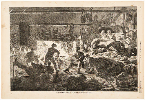 Winter-Quarters In Camp - The Inside of a Hut from Harper's Weekly, January 24, 1863