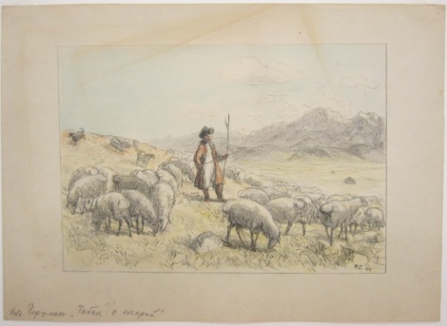 Shepherd with Flock of Sheep