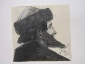Head of Bearded Man in Medieval Fur Hat