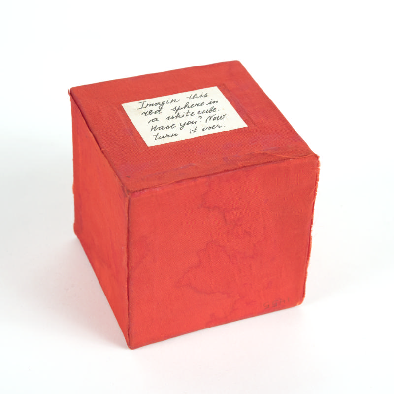 Imagin (sic) this red sphere in a white cube. Have you? Now turn it over. from the series Cube-Poems