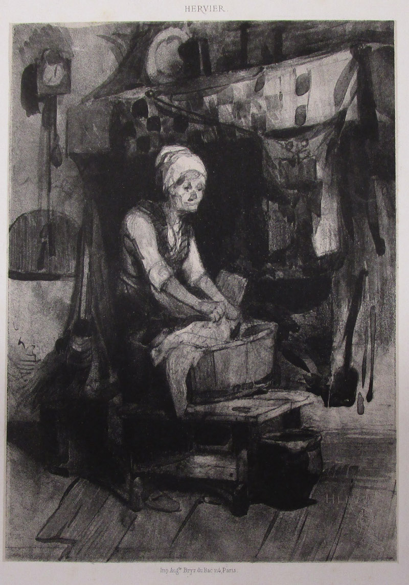 Femme Lavant un Linge dans un Baquet from Lithographies Artistiques