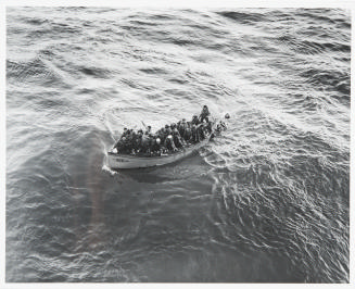 Untitled (Lifeboat with survivors from burning USS Lexington, following battle at Coral Sea)