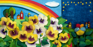 The pansy asked the rainbow bright... from Song of the Flowers