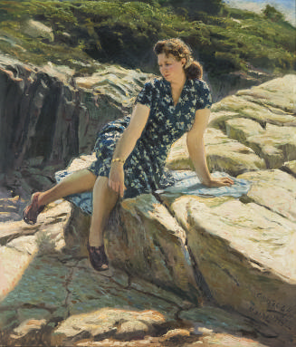 Artist's Wife Seated on a Rock, Maine