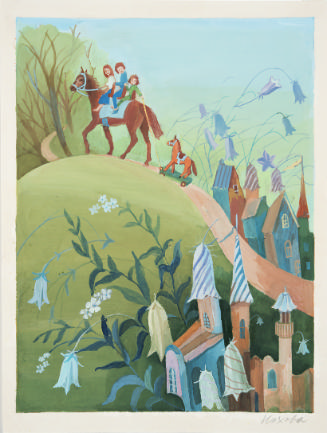Horseback Riding, illustration for The Town on the Babbling Stream