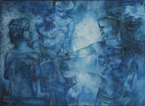 Untitled (Violin player and three listeners)