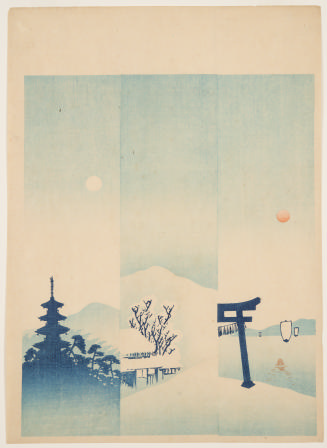 Japanese landscape triptych