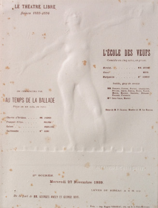 Théâtre Libre program: Nude Female