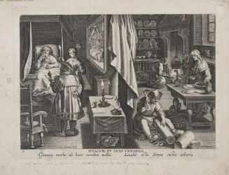 Hyacum et Lues Venerea, Plate 6 from Nova reperta [after Johannes Stradanus (Jan van der Straet)]