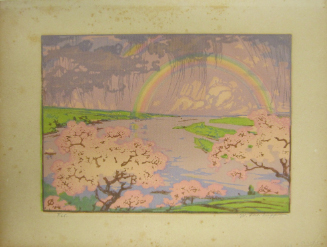 (Cherry trees, water and rainbow)