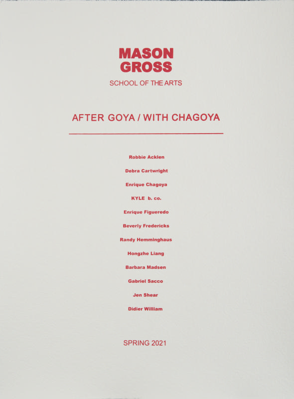 Title page from the portfolio After Goya/With Chagoya (Rutgers Print Collaborative 2021 Portfolio)