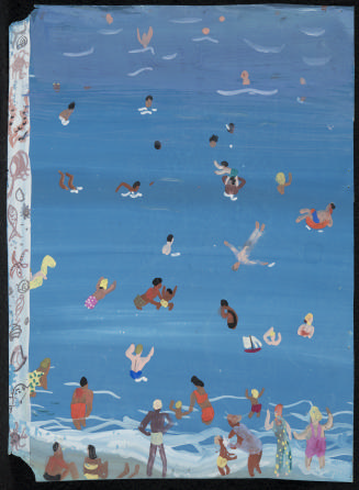 (New Yorker Cover Design - People Swimming at the Beach)