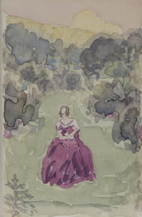 (Landscape with Woman in Purple Dress)