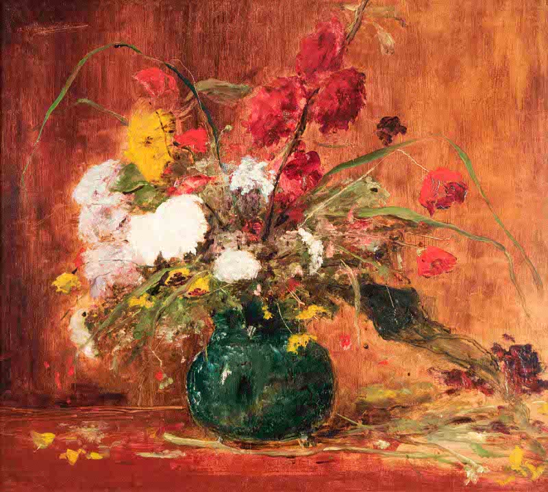 Flowers in a Blue Vase