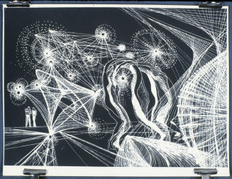 Documentary photograph of a work on paper: Playing Zone inside of an I.B.K.S. (interactive Bionic-Kinetic Environment), 1969