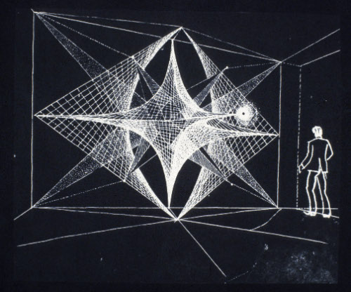 Documentary photograph of a work on paper: Project for an Artificial Environment within an Architectural Interior, 1962