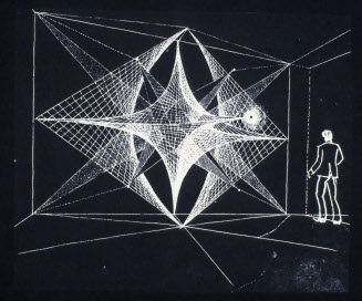 Documentary photograph of a work on paper: Project for an Artificial Environment within an Architectural Interior, 1962